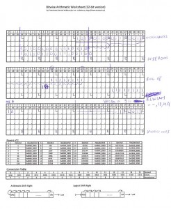 Example of worksheet in use (scanned)